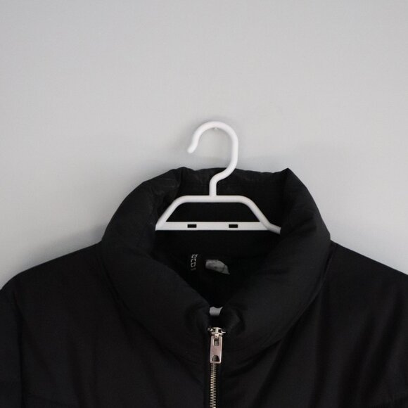 H&M Oversized XS Padded Full Zip Black Lined Stand Up Collar Puffer Jacket Coat - Picture 3 of 11